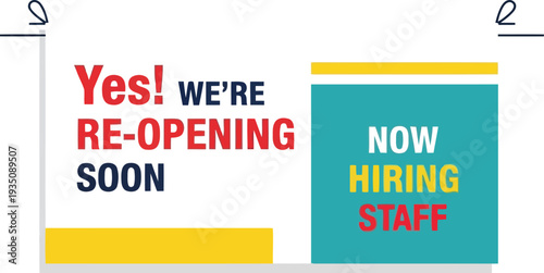 Reopening Soon and Now Hiring Staff Banner – Modern Business Announcement Signage