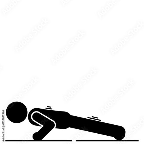 Stick figure doing push up exercise