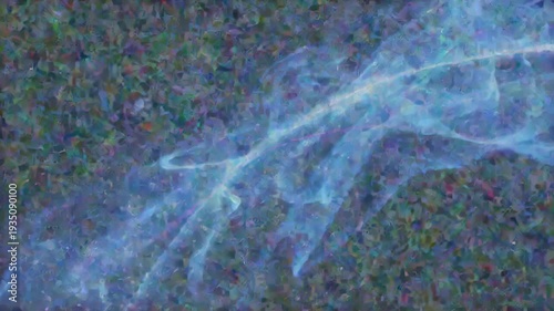 Vibrant blue smoke swirls in starry night sky with sparkling particles