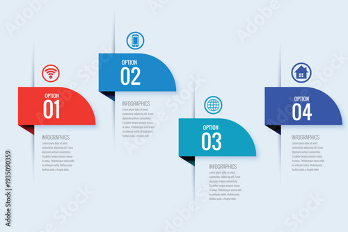 Infographic template with four options for business presentation or workflow visualization