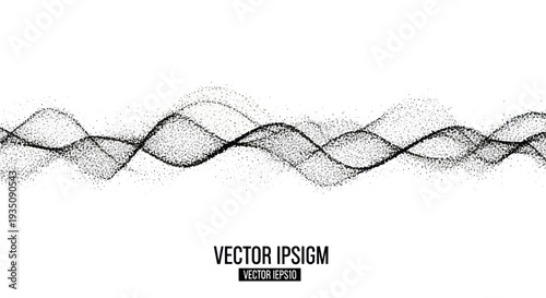 Abstract sound wave made of particles on white background