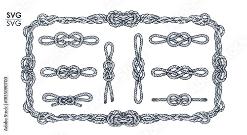Nautical Knots Collection: Decorative Rope Borders and Decorative Elements