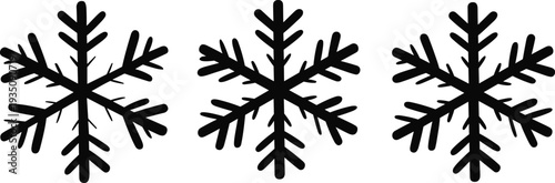 Snowflake silhouette icon set winter ice crystal symbols Christmas decoration frost sign black vector isolated seasonal design collection