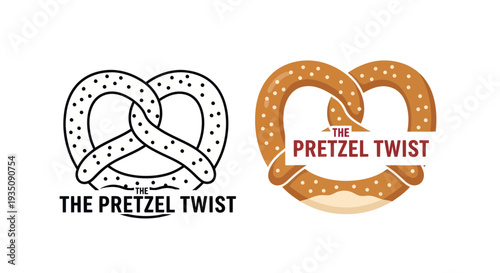Pretzel Logo Design: Line Art and Full Color Variations
