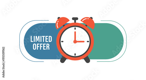 A vibrant image featuring a clock with a limited offer message emphasizing urgency and time constraints silhouette high quality professional detailed