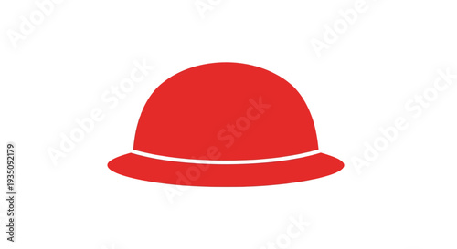 Red Helmet Vector Illustration, Safety Concept, Protective Gear, Workwear, Icon