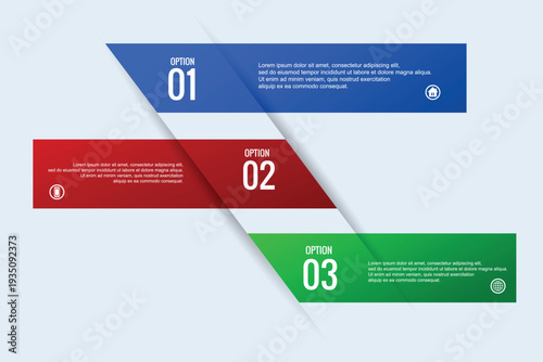 Business infographic template with three options for data visualization and presentation