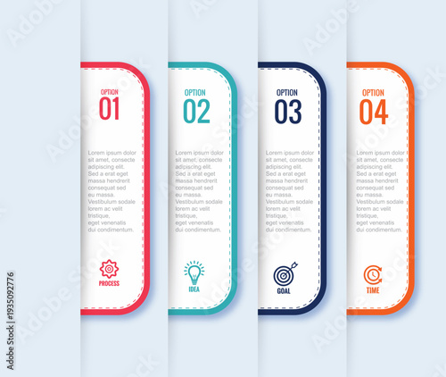 Business infographic template with four options for presenting data and information in a visually appealing way.