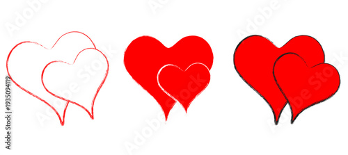 Set of red hearts 