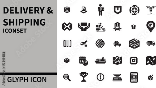 Delivery & Shipping Glyph Icons Set – A Complete Collection of Shipping, Logistics, and E-commerce Symbols