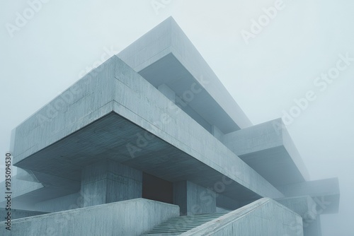 Brutalist Architecture in Fog