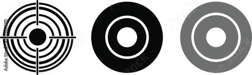 Target and crosshair aim icons set precision focus symbol shooting interface vector illustration collection design