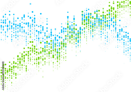 Abstract blue green dotted financial graph chart sparkling background. Vector minimal tech design