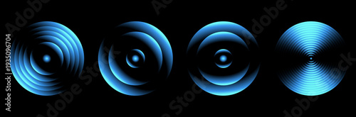 Wireless Network Signal Circles with Motion Ripple Effect Futuristic Sound Wave Rings – Wireless Signal Ripple Circles on Black Background