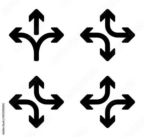 Collection of Black Arrows Indicating Direction and Choice