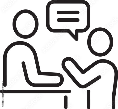 Two people talking icon with speech bubble