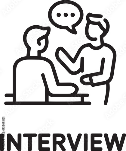 Two People Talking In An Interview Conversation With Speech Bubble