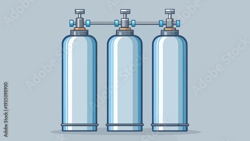 Three Connected Oxygen Gas Cylinders