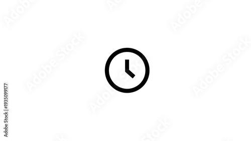 Simple Outline Clock Icon Representing Time, Schedule, Deadline, Urgency, Business, and Management on White Background