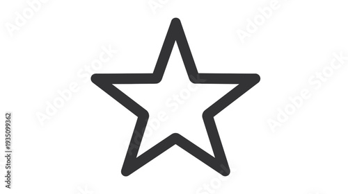 Simple black outline five-pointed star icon graphic element on white background. Minimalist empty favorite or rating symbol.