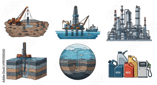 Oil Industry Equipment and Refining Process.