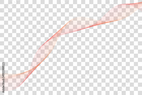 Dynamic orange-red fluid wave on transparent background, a subtle abstract graphic element for design