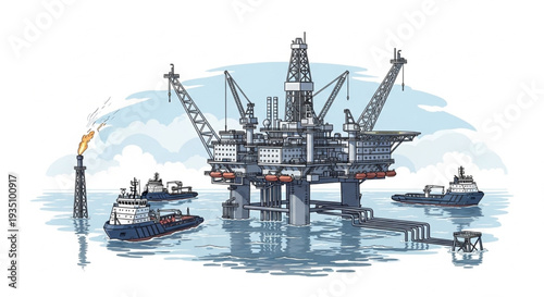 Offshore Oil Rig Platform Structure.