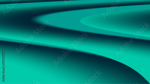 Abstract vector illustration featuring flowing teal waves with gradient effects creating a sense of depth and movement in a modern minimalist design suitable for various digital applications.