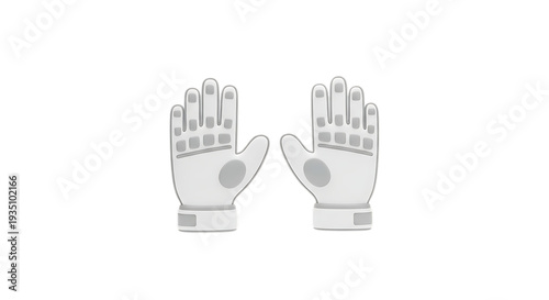 A pair of white golf gloves. 3D icon png.