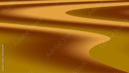 Abstract vector graphic design featuring wavy brown and yellow gradient shapes flowing smoothly across the canvas, creating a dynamic and modern visual effect with a blend of warm tones in a serene co