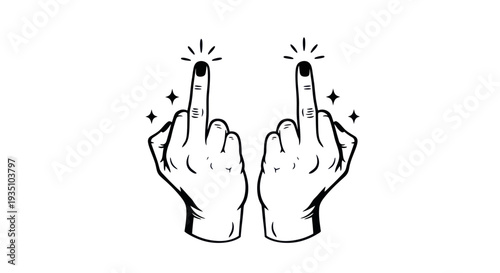 Two Hands Giving Middle Finger Gesture with Sparkles