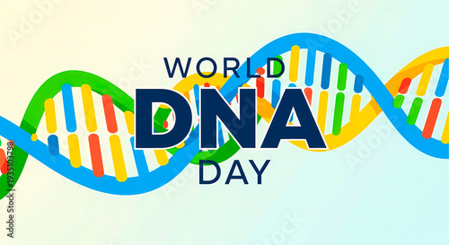 World DNA Day Celebration with Colorful Double Helix Structure.
