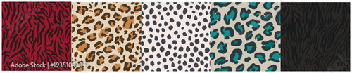 Vibrant collection of wild animal print seamless patterns with zebra cheetah and leopard designs