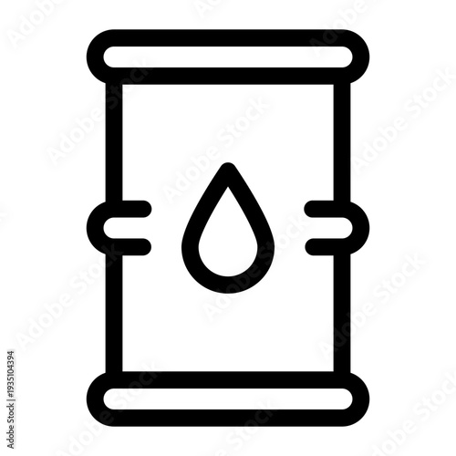 Oil Barrel with Drop Outline Icon - Energy & Petroleum Symbol