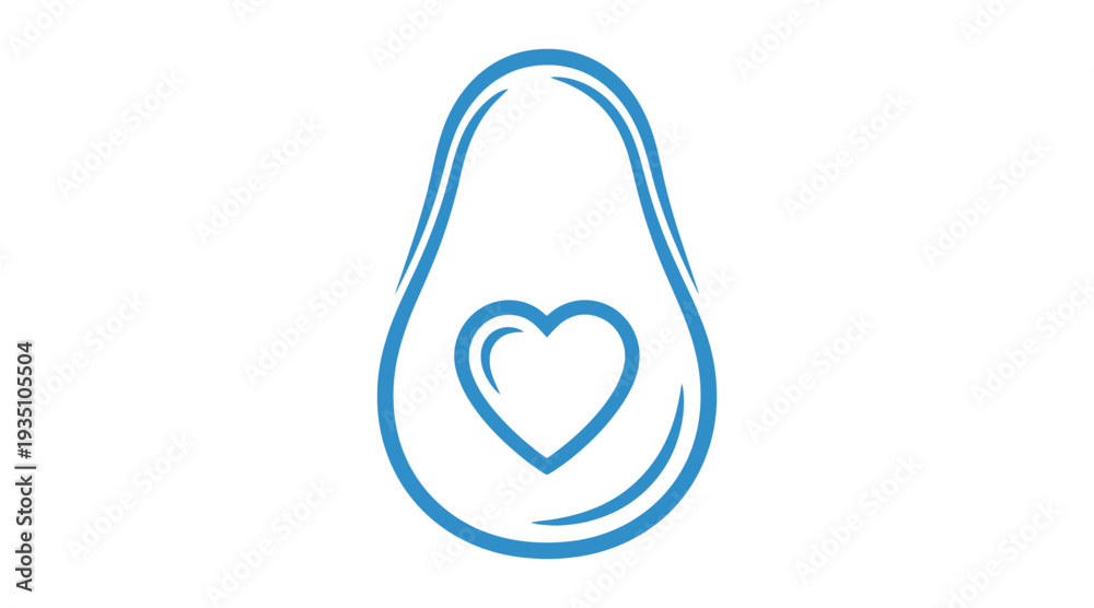 Fototapeta premium A blue teardrop shaped line drawing with a heart inside