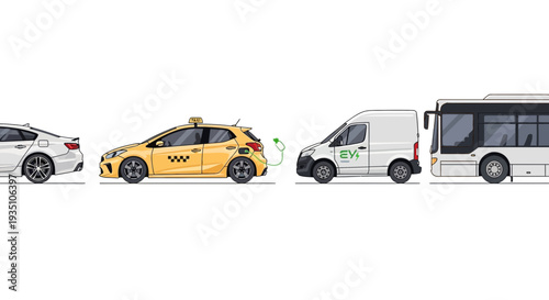 Modern vehicles transportation illustration set on white background