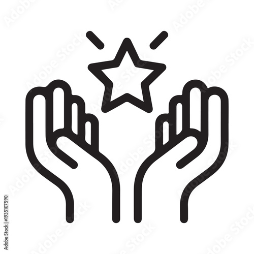 Hands holding a star icon representing achievement and success vector illustration