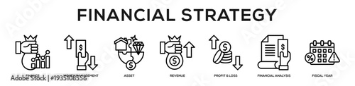 Financial Strategy web banner icon illustration concept
