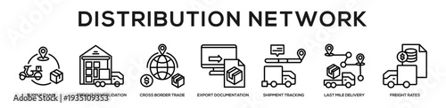 Distribution Network web banner icon illustration concept