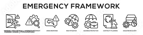 Emergency Framework web banner icon illustration concept