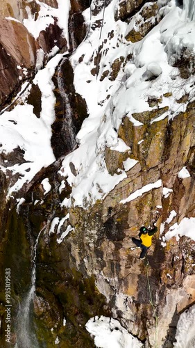 Wallpaper Mural Mountaineer climbing at big glacier wall Torontodigital.ca