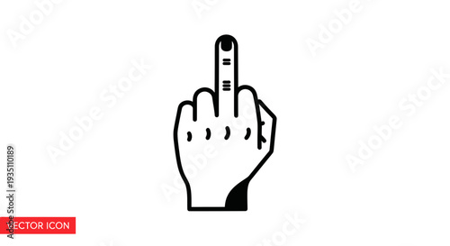 Middle Finger Gesture Icon Vector - Expressing Defiance and Disrespect