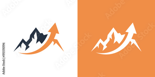 Dual meaning logo combining mountain and upward arrow elements, symbolizing strength, ambition, clear direction, steady growth, and the journey toward higher achievement.