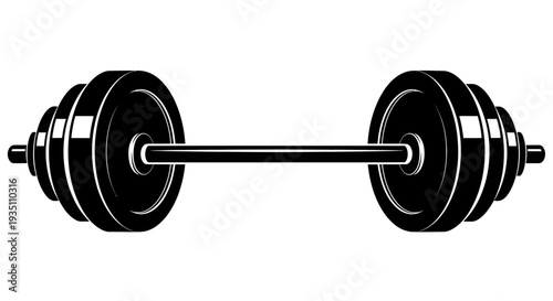 Black Barbell Weightlifting Equipment Isolated on White Background