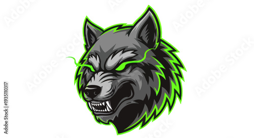 Aggressive Wolf Head Logo, Mascot, Gaming, Esports, Fierce Animal