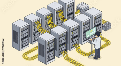 Data Center Network Management IT Administrator Monitoring Servers