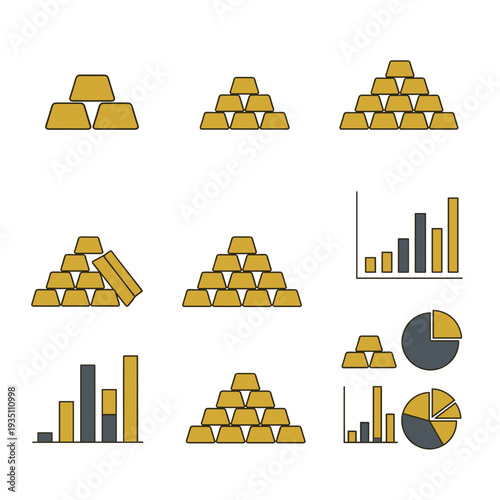 Set of Finance and Gold Investment Infographic Elements