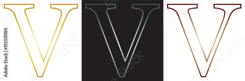 Set of Stylized Alphabet Letters on Dark Background. Collection of decorative  letters in various serif styles with gradients and outlines on black square backgrounds.EPS10/AI.