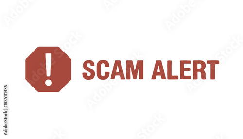 Scam alert vector icon with exclamation mark warning sign