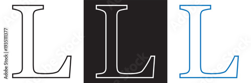 Set of Stylized Alphabet Letters on Dark Background. Collection of decorative  letters in various serif styles with gradients and outlines on black square backgrounds.EPS10/AI.